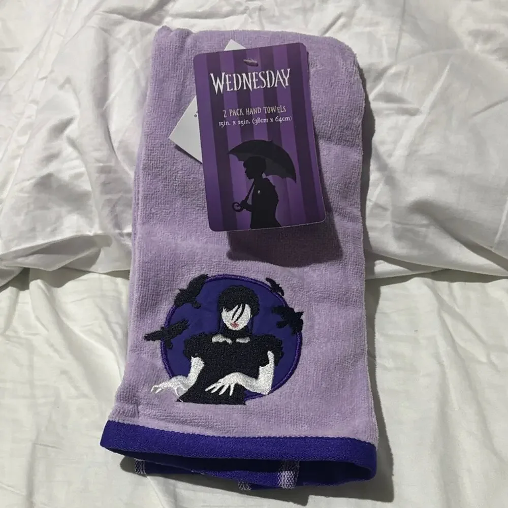 Purple Hand Towels with Gothic Design Wednesday Adam’s look alike Adam’s family
